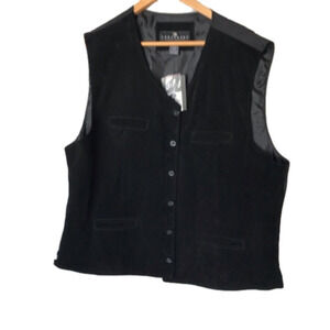 CONSENSUS Sportswear suede leather men’s XXL button vest.  Black.  New with tags